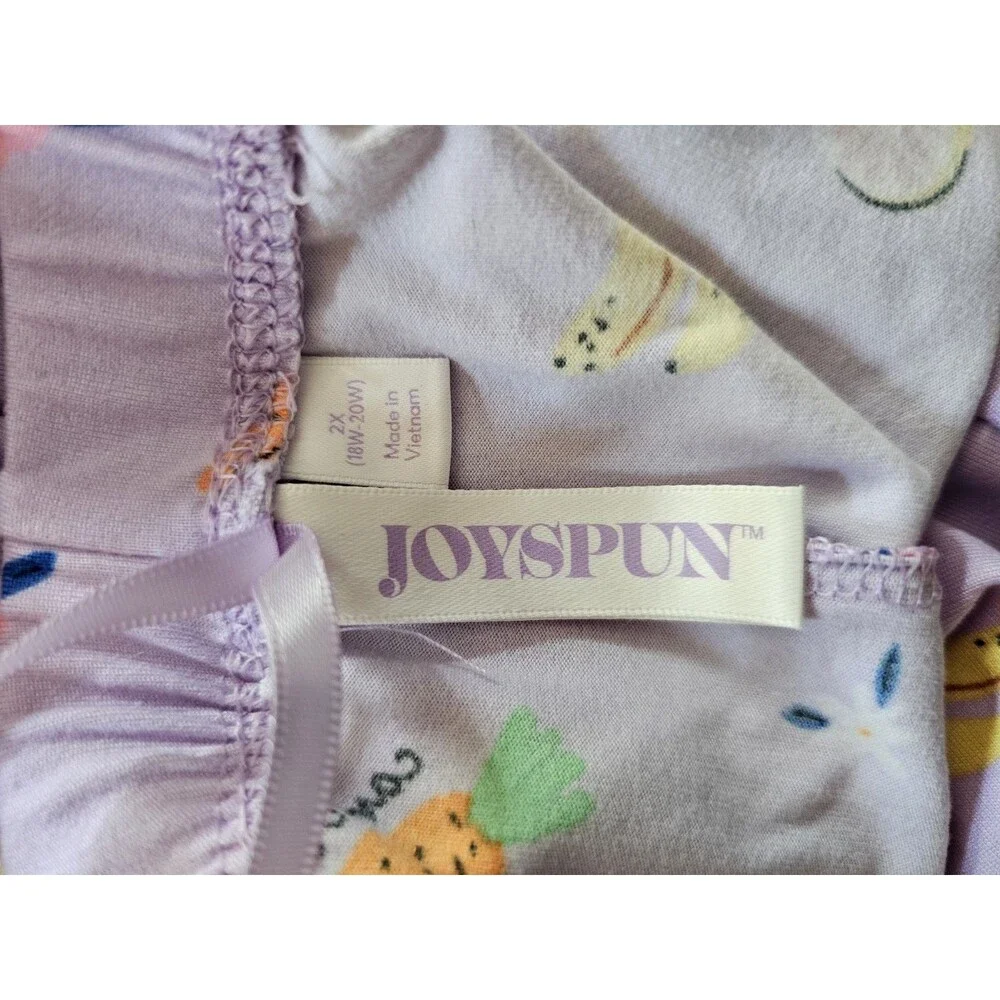 Joyspun NWT Womens 2X Pajama Set Purple Fruit Print Button Front Short Sleeve
